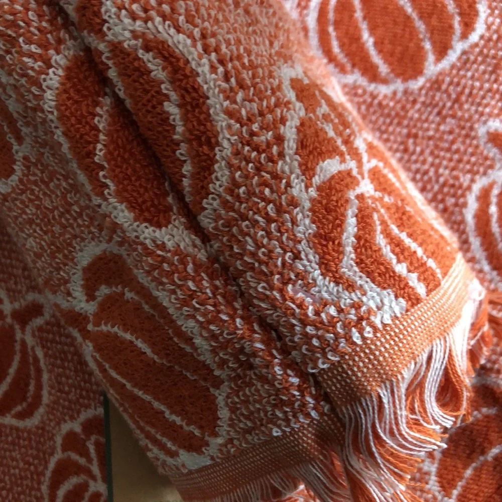Deborah Connolly Orange Pumpkin Pattern Hand and Bath Towels